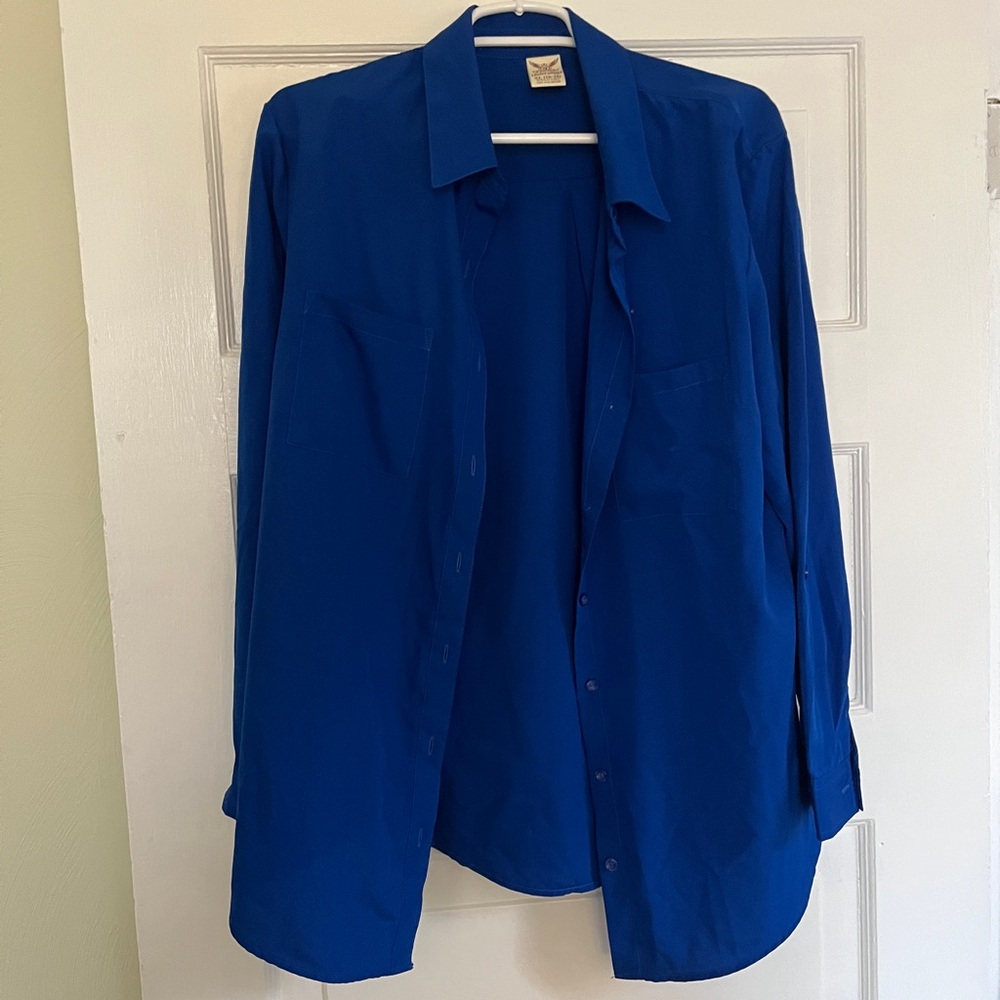 Faded Glory Woman’s Deep Blue Casual Button Down Shirt